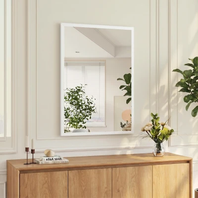 HOMCOM Miroir Mural 50x70cm Bois Blanc Salle de Bain/Salon
