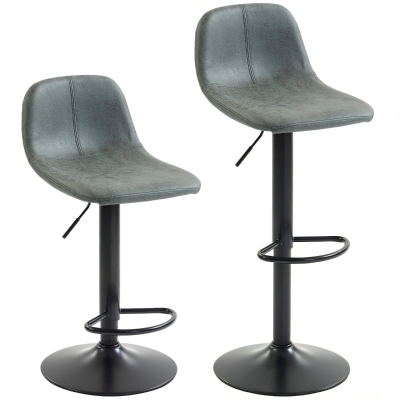 HOMCOM Swivel Bar Stools Set of 2 with Footrest, Green