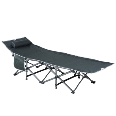 Outsunny Lettino da Campeggio Pieghevole Grigio 188x64.5x53cm