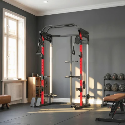 SPORTNOW Power Rack 900kg Double Poulie Home Gym Noir