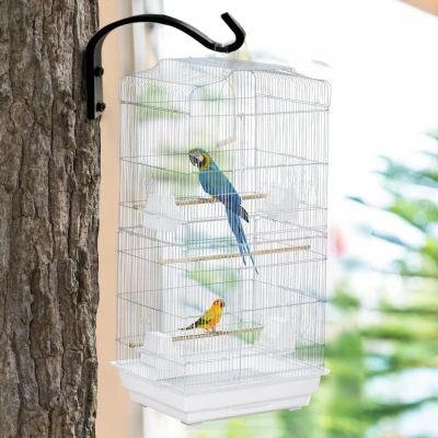 Voliera Pasari Alb – 46,5×35,5×92 cm, Metal & Plastic