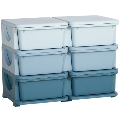 HOMCOM Aufbewahrungsbox für Kinder, Kinder-Aufbewahrungsbox, 3 Schubladen, Blau