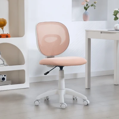 HOMCOM Bureaustoel ergonomische bureaustoel met C-vormige rugleuning, in hoogte verstelbaar, roze