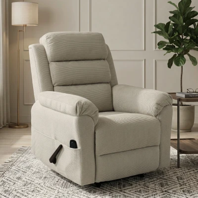 HOMCOM Fauteuil Inclinable Massage Chauffant Crème Appuie-tête