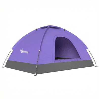 Outsunny 2-Person Dome Camping Tent Portable Light Purple