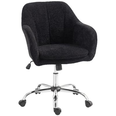 HOMCOM Vanity Tub Chair Snow Flannel Office Black