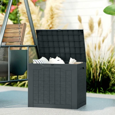 Outsunny Coffre Extérieur 93L Étanche Gris Foncé 56x41x50 cm