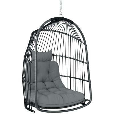Outsunny Sedia Sospesa Pieghevole con Cuscino Grigio Scuro