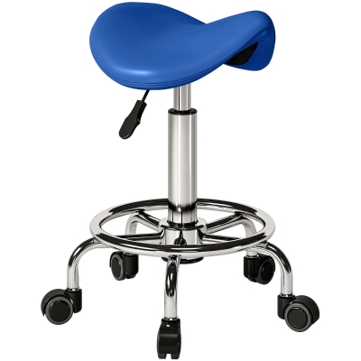 HOMCOM Rolling Saddle Stool for Salon and Spa, Blue
