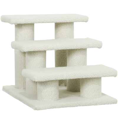 PawHut Escalera para gatos 3 niveles Escalera para mascotas Escalera para gato Haustiertreppe peluche 45 x 35 x 34 cm cm Beige