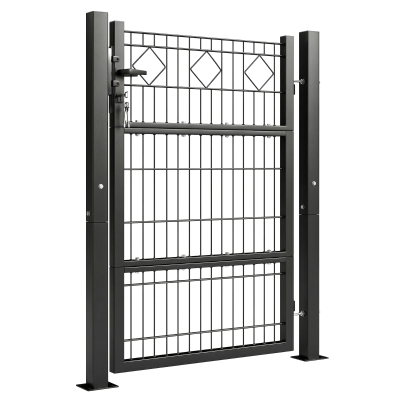 Outsunny Cancello da Giardino in Metallo 100x131 cm Grigio Scuro