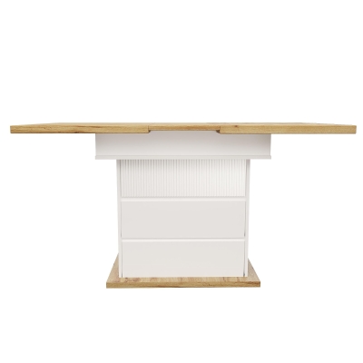 Extendable Dining Table with Hidden Storage, 140L x 80W x 75H cm, White