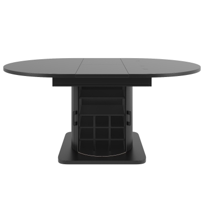 Extendable Dining Table with Hidden Storage and Wine Rack, 118L x 118W x 76H cm, Black