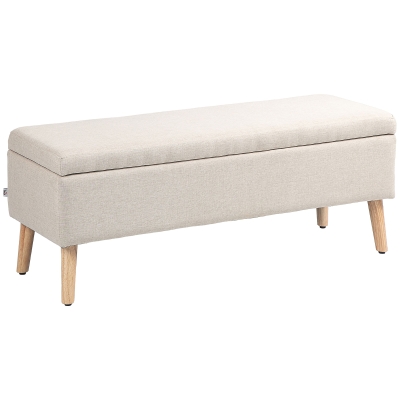 HOMCOM Zitbank met opbergruimte, tot 220 kg, linnenlook, 110x39x45cm, Beige