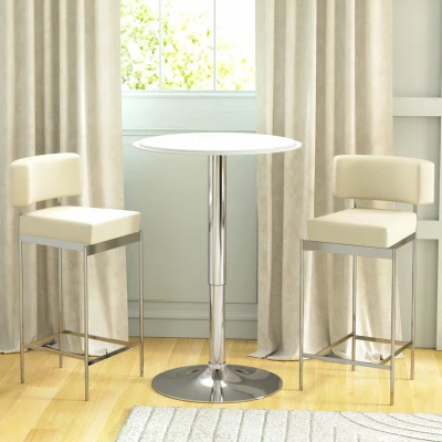 HOMCOM Table de Bar Rotative Hauteur Ajustable Ø63cm Blanc