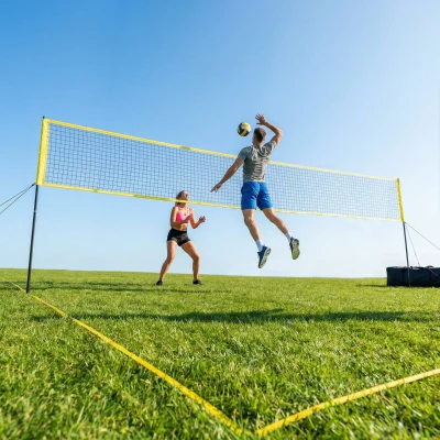 SPORTNOW Volleyballnetz Set Tragbar Volleyball-Set mit höhenverstellbar Stahlpfosten Tragetasche 950 x 100 x 248 cm Schwarz