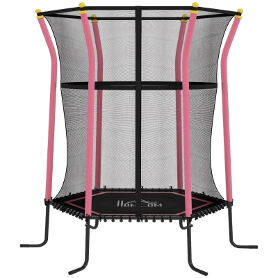 HOMCOM Trampolin für Kinder, 122 x 111 cm, mit Sicherheitsnetz, gepolstert, Stahl, belastbar bis 50 kg