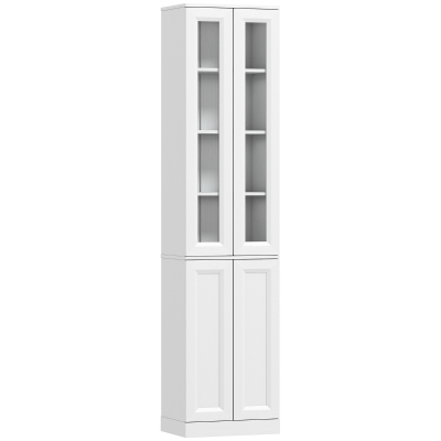 HOMCOM Mueble de Baño 6 Niveles con 4 Puertas de Cierre Suave y Estantes Regulables Blanco