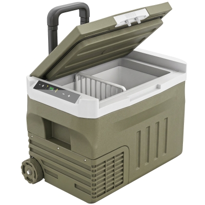 Outsunny Nevera Portátil Eléctrica 30L Refrigerador de Coche 12V/24V -20℃ a +20 ℃ con Pantalla LED Táctil 61x39x41,5 cm Verde