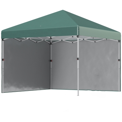 Outsunny Carpa Plegable Pop-up 3x3 m con 2 Paredes Laterales Anti-UV Altura Ajustable Sacos de Arena y Bolsa de Transporte Verde