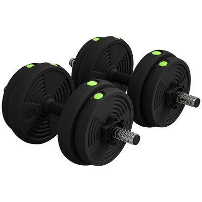 SPORTNOW 2-in-1 Hantel-Set, Lang- & Kurzhantel, 15 kg, rutschfest, bodenschonend, Schwarz/Grün