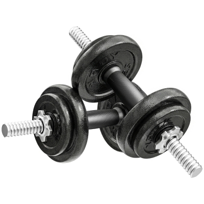 SPORTNOW Hantelset 2-in-1 Kurzhanteln Langhanteln verstellbar bis 20 KG mit rutschfestem Griff für Krafttraining Zuhause Grau