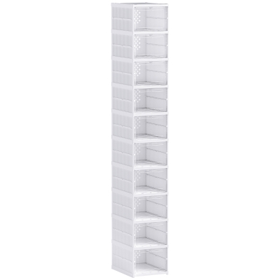 HOMCOM Scarpiera Pieghevole Slim con 10 Contenitori
