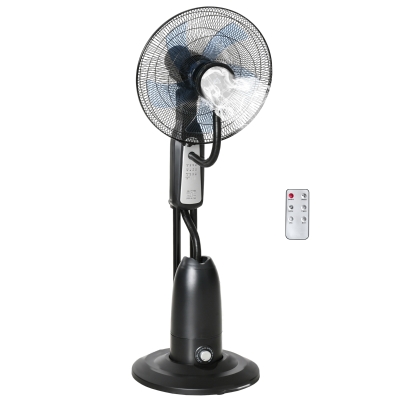 HOMCOM Statiefventilator met waterverstuiver ventilator afstandsbediening 3 standen metaal