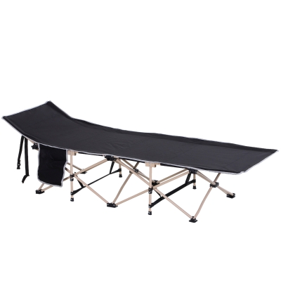 Outsunny Cama de Acampada con 1 Bolsillo Lateral Bolsa de Transporte y Marco de Acero Carga 150 kg 190x68x52 cm Negro