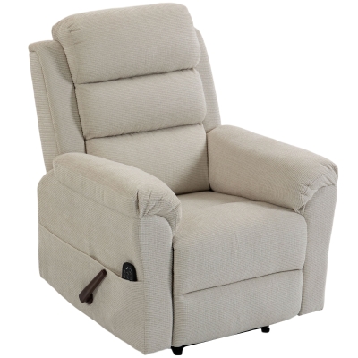 HOMCOM Sillón Masajeador Reclinable Manual 135° con Calefacción Chenilla Crema