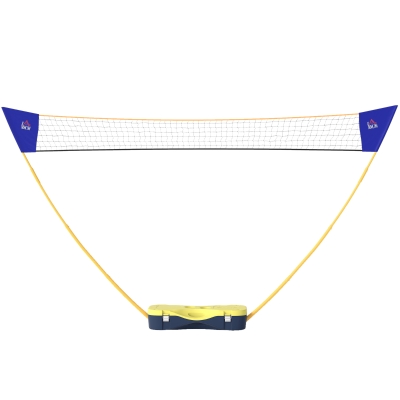 HOMCOM Badminton Netz tragbarer Netzständer Badminton Set 4 Schläger Outdoor Sport 286 x 33 x 157 cm Gelb+Blau