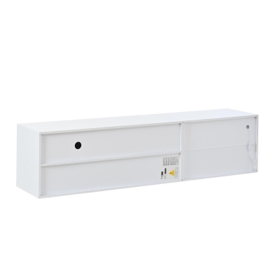 Freestanding TV Cabinet with LED Ambient Lighting and Tempered Glass Display, 180L x 40W x 45H cm, White