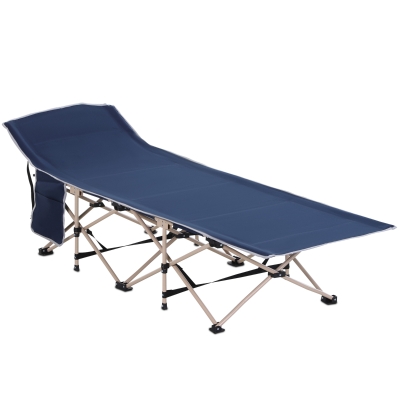 Outsunny Cama de Acampada con 1 Bolsillo Lateral Bolsa de Transporte y Marco de Acero Carga 150 kg 190x68x52 cm Azul
