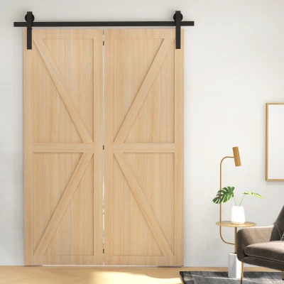 HOMCOM Kit Rail Porte Coulissante Acier 152,5 cm 2 Portes