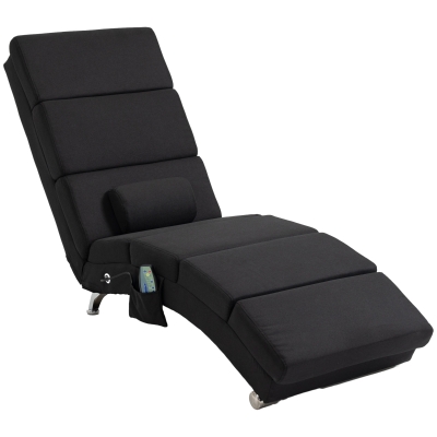 HOMCOM Massagestoel, relaxfauteuil, ligstoel met 8 vibratiepunten, 5 modi, 56 x 168 x 84 cm, zwart
