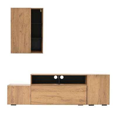 Sleek TV Wall Unit Set with Flexible Length Up to 265 cm, 265L x 35W x 53.5H cm, Wood