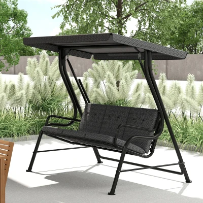 Outsunny Balancelle Jardin 3 Places Confort Gris Noir