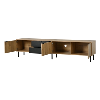 Durable TV Unit with Integrated Cable Management, 208L x 40W x 48H cm, Natural