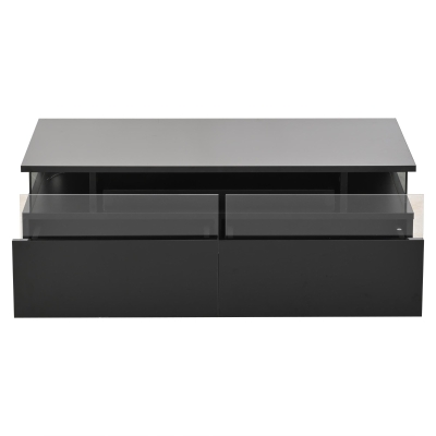 High-Gloss 3-Tier Coffee Table with Removable Tray, 90L x 45W x 35.5H cm, Black