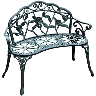 Outsunny Tweedezits Tuinbank 100 cm, Antiek Groen voor Tuin Comfort voor Gezins en Rustbank