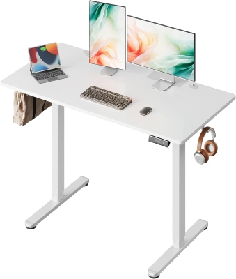 Elektrisch höhenverstellbarer Schreibtisch, 3 speicherbare Höhen für ergonomisches Sitz‑Steh‑Arbeiten, 120×60 cm, 72–118 cm, 120x60x72-118 cm, Weiß