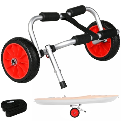 Outsunny Carro de Transporte Kayak Plegable Barco Canoa Carrier Remolque Carretilla Carga 70kg con Ruedas Portacanoas 62x35x30cm