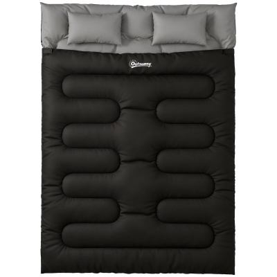 Outsunny Double Sleeping Bag Extra-Large 220x160cm Black