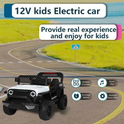 12V Elektro-Kinderauto, Elternfernbedienung und manuellem Fahrmodus, 96x59.2x58 cm, Weiß