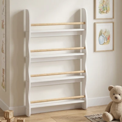 AIYAPLAY Bibliothèque Murale Enfant 4 Niveaux 60x10x98cm Blanc