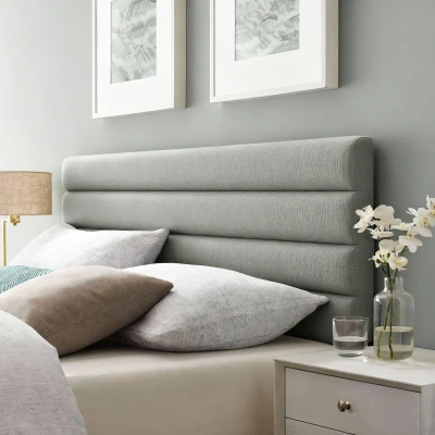 HOMCOM Cabecero de Cama 140 cm Tapizado en Lino Altura Ajustable de 3 Niveles 106/116/126 cm Montado a la Pared Gris
