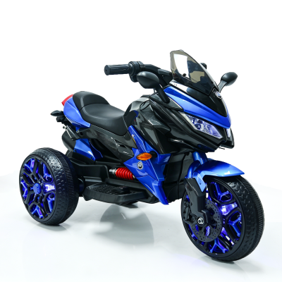 12V Kinder-Elektromotorrad, LED-Licht & leuchtende Räder, Bluetooth-Musik, 115x59x73 cm, Blau
