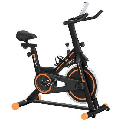 HOMCOM Vélo d'Appartement Fitness Résistance Réglable Acier Noir