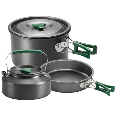 Outsunny Camping Cookware Set Aluminium Grey