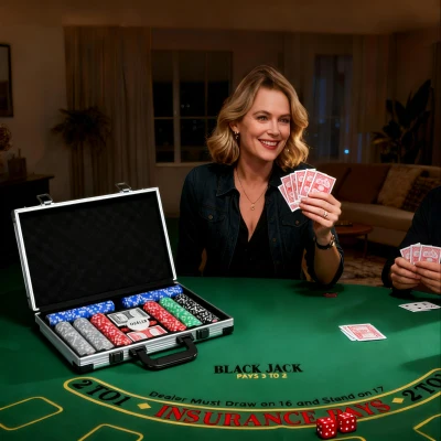 Pokerset SPORTNOW - Pokerkoffer met 400 Chips, 2 Kaartspellen, 5 Dobbelstenen, Dealer-Schijf, Speelmat